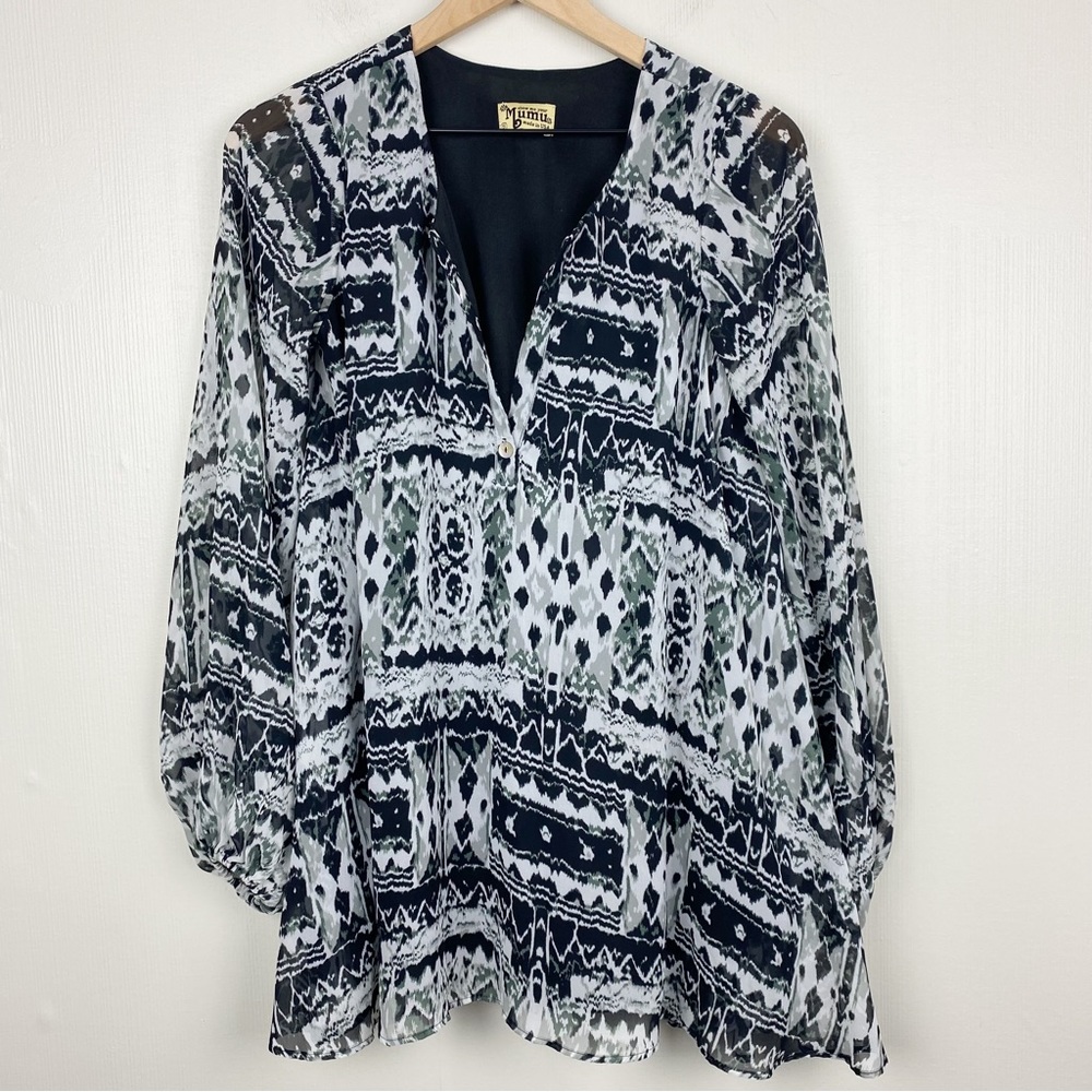 Show Me Your Mumu Shirt Womens Small‎ Oversized Tunic V Neck Long Sleeve Top